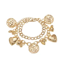 Европейский и американский крест-границы моды металла Любовь полый шар двойной браслет-цепочка простой холодный ветер ручной орнамент