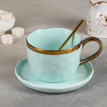 

Tea pair "Latona", cup 250 ml, 12.8 × 9 × 6.5 cm, saucer 13.5 × 1.5 cm, spoon, blue