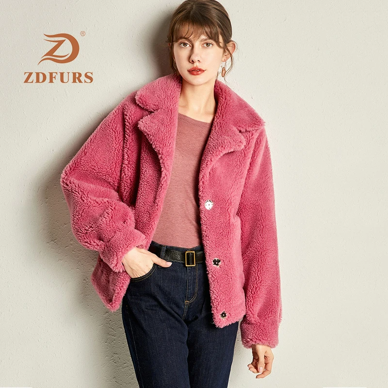 ZDFURS* осень и зима мех в одном гранулированный мех ягненка короткий стиль пальто женское Шерстяное меховое пальто для женщин