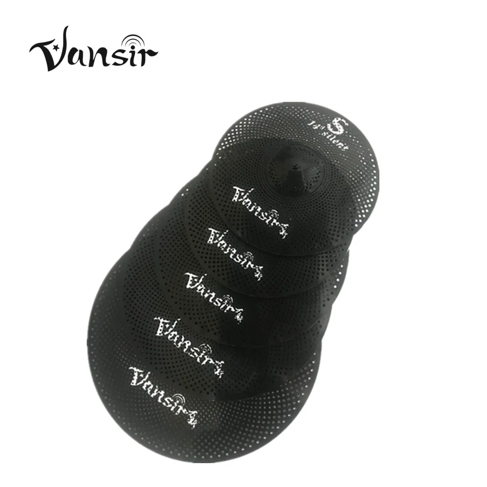 Vansir Black Color Low Volume Cymbal Set 14" 16" 18" 20" 5 Pcs Silent Cymbal Percussion Instrument