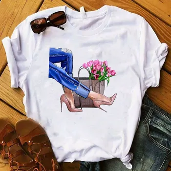 

Women T Womens Graphic Vogue Flower Elegant Fashion Summer Cute Printed Top Tshirt Female Tee Shirt Ladies Clothes T-shirt
