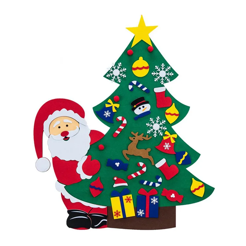 Baby Montessori Toy 32pcs DIY Felt Christmas Tree Toddlers Busy Board Xmas Tree Gift For Boy Girl Door Wall Ornament Decorations