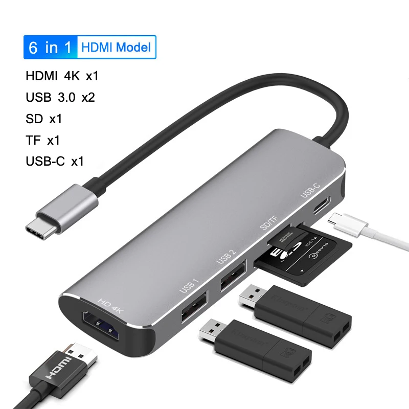 Тип C до 4K HD TVHDMI HDTV USB 3,0 адаптер для чтения карт OTG конвертер для MacBook PC huawei mate 20 30 Pro samsung S8 S9+ Note10