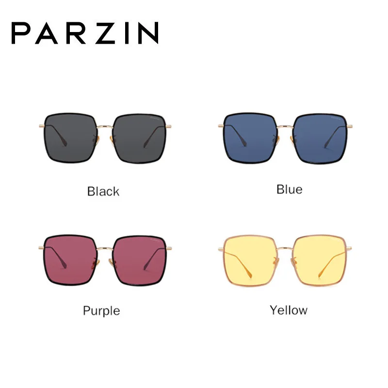 PARZIN New Sunglasses Women Big Metal Frame Sun Glasses For Women Fashion Colorful Ladies Shades Eyewear 8280