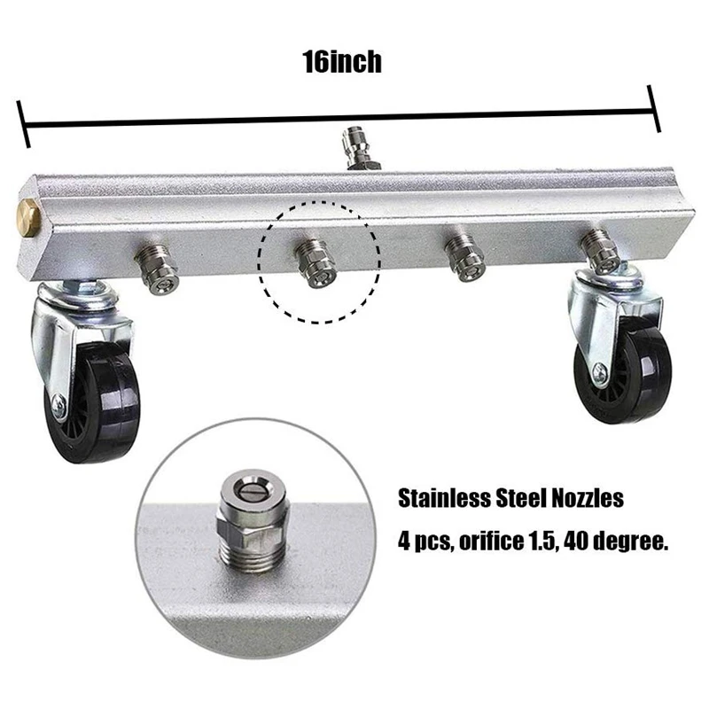 Undercarriage Cleaner for Pressure Washer- 16 Inch Water Broom, 2 in 1 Power Washer Wand with 180 Degree Quick Connecting Pivot