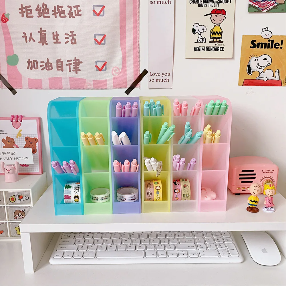 New Desk Pen Holder Pencil Makeup Storage Box Desktop Organizer School Office Stationery