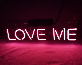 

Neon Light Sign Custom Name Beer Bar Home Decor Open Store Lamp Display LOVE ME-pink 14''X5''