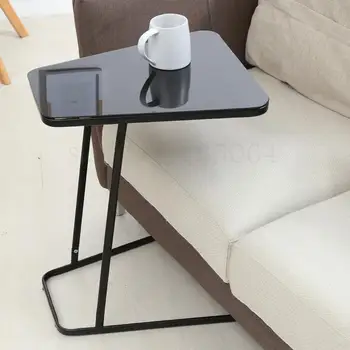 

Simple Household Side Table Removable Sofa Side Bedside Table Living Room Iron Corner Corner Square Glass Tea Table