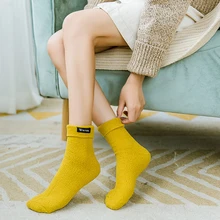 5 пар/лот, калибровка новых зимних женских носков, чистые, двухсторонние, с верблюжьим пухом, женские удобные и теплые носки для сна, BCW045