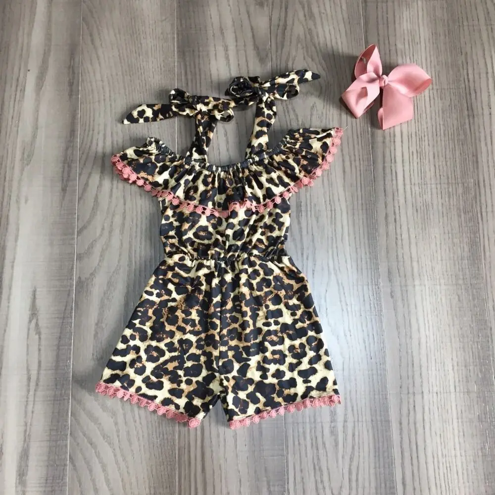 baby girls summer clothes leopard print romper with bow | Детская одежда и обувь