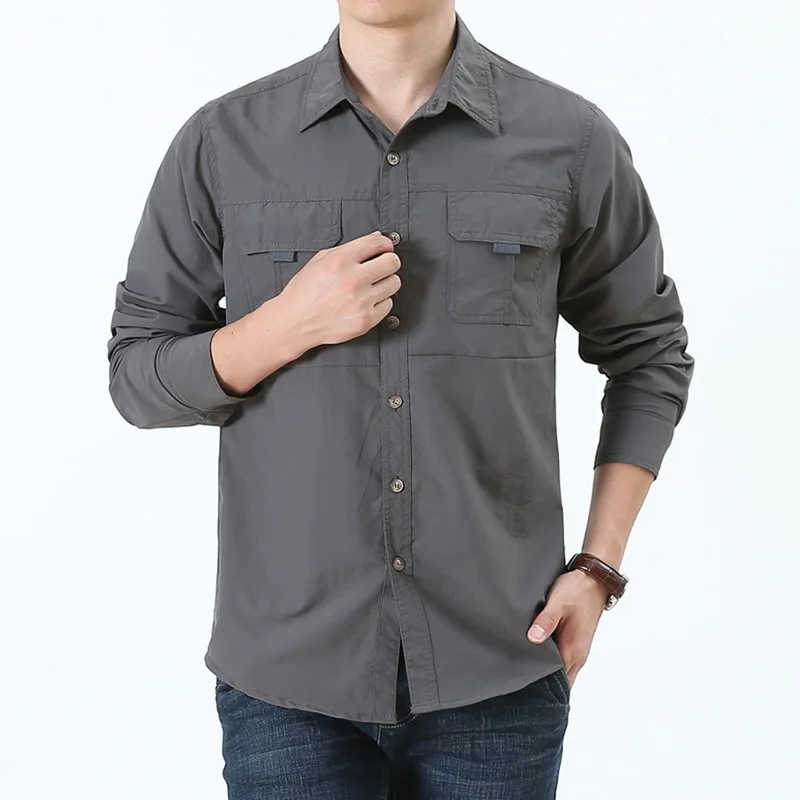 Повседневная мужская Рубашка классическая уличная Camisa Masculina с длинным рукавом быстросохнущая рубашка с воротником под горло деловая рубашка тонкая Chemise Homme Топы