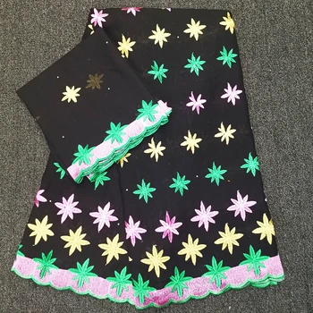 

Hot Sale Voile Lace In Switzerland High Quality Embroidery African Dry Cotton Lace Fabric Black/Green African Swiss Lace Fabric