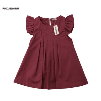 

Summer Infant Baby Girls Dress Kids Girls Flying Sleeve Ruffle A-Line Princess Party Clothes Baby Clothing