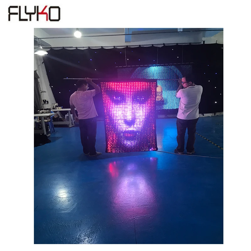 

Free shipping P30mm 0.96x1.44m led vision flag video curtain for stage backdrop fashion show