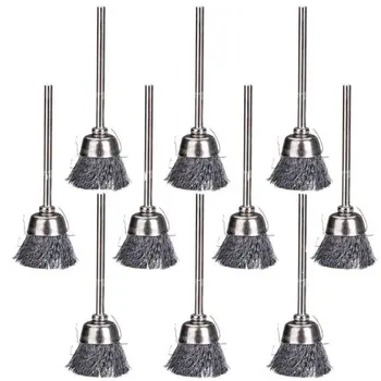 

10pcs dremel accessories 15MM Steel Wire Cup Brush rotary Brushes rotary tool for mini drill burr deburring Buffing Polishing