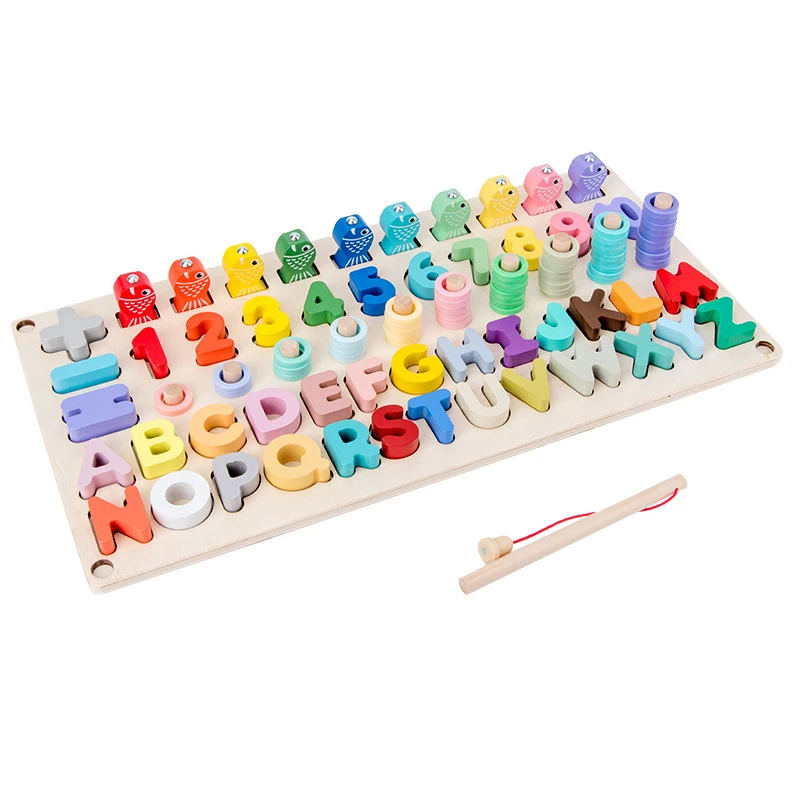 

Montessori Kids Early Education Props Educational Wooden Toy Geometric Shape Matching Count Magnetic Fishing Learning Math Toys