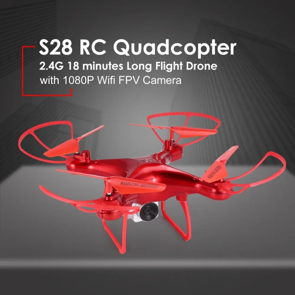 S28 Дрон на ру e Квадрокоптер с WiFi FPV камера 2,4G 4CH в режиме реального времени передача Дрон на ру вертолет HD камера Дрон 3D флип 18 мин подарок