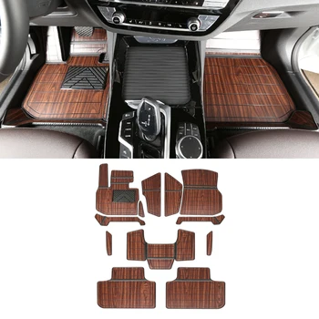 

Car Accessories Floor Mats Set for Front 2nd Row Synthetic Wood Tray Wooden Pad Foot Mat Carpets for BMW X3 G01 2018 2019 2020