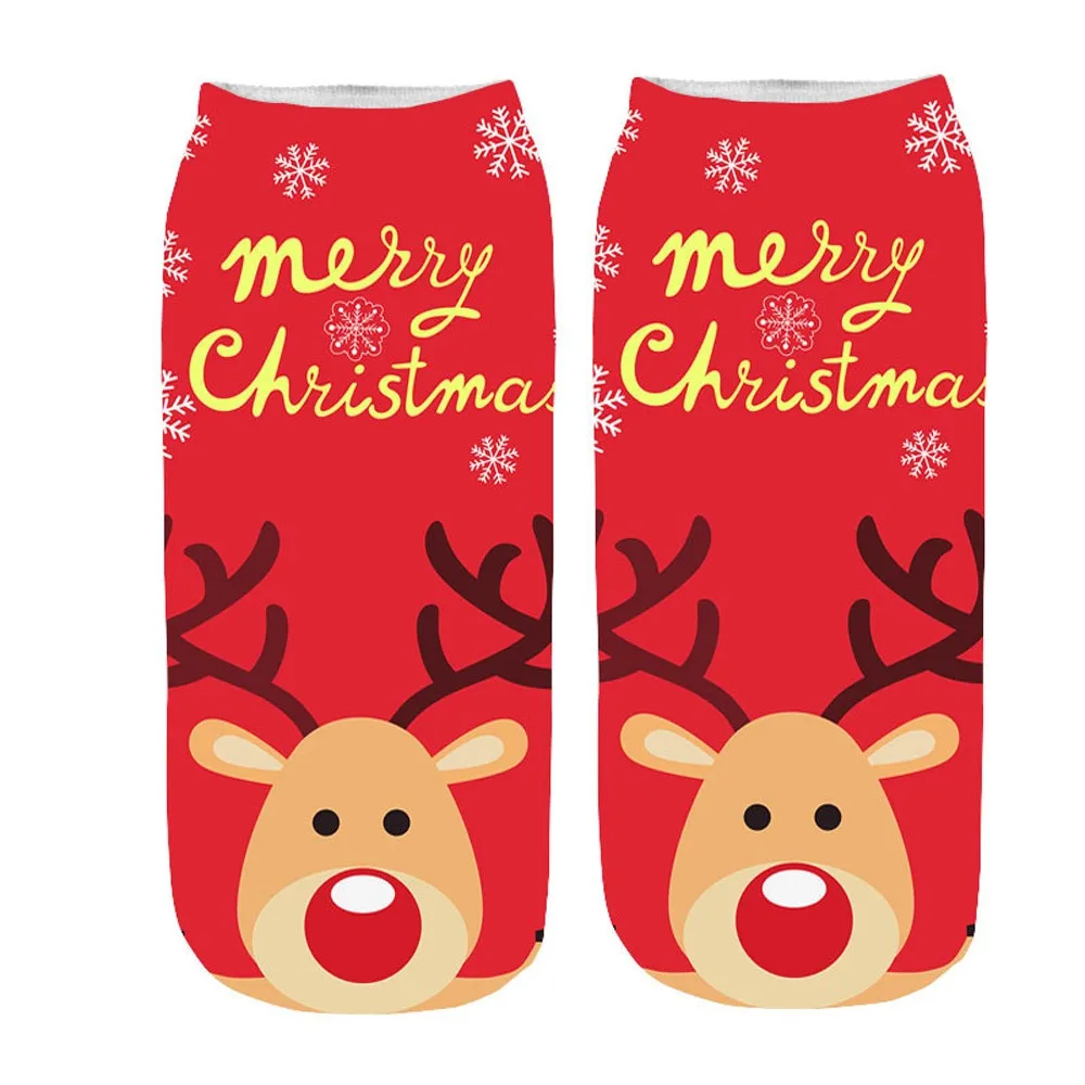 Рождественский подарок, хлопковые носки для женщин и мужчин, новинка, Осень-зима, год, Санта Клаус, рождественская елка, с изображением снежного лося, подарок, счастливые носки 107