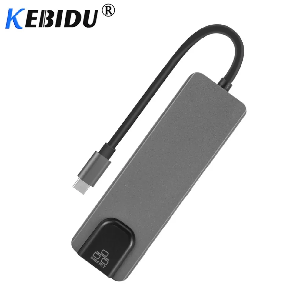 Kebidu Hot-5 In 1 USB Type C Hub Hdmi 4K To Gigabit Ethernet Rj45 Lan Adapter For Macbook Pro Thunderbolt 3 USB-C Charger