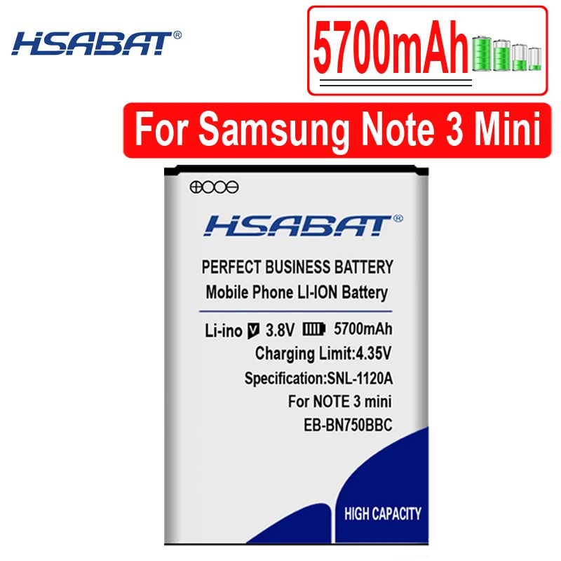 HSABAT 5700 мА/ч, EB-BN750BBC Батарея для samsung Galaxy Note III нео-Записка 3 neo N7505 N750 Примечание 3 мини Батарея N7502 N7506V N7508V