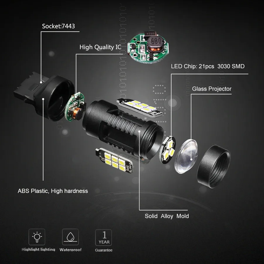 2 шт. 1200Lm T20 W21W светодиодный W21/5 Вт светодиодный WY21W 7440 7443 светодиодный лампы T25 3157 3156 p27/7 Вт автомобильный тормозной фонарь заднего хода 12V светодиодные лампы сигнала поворота