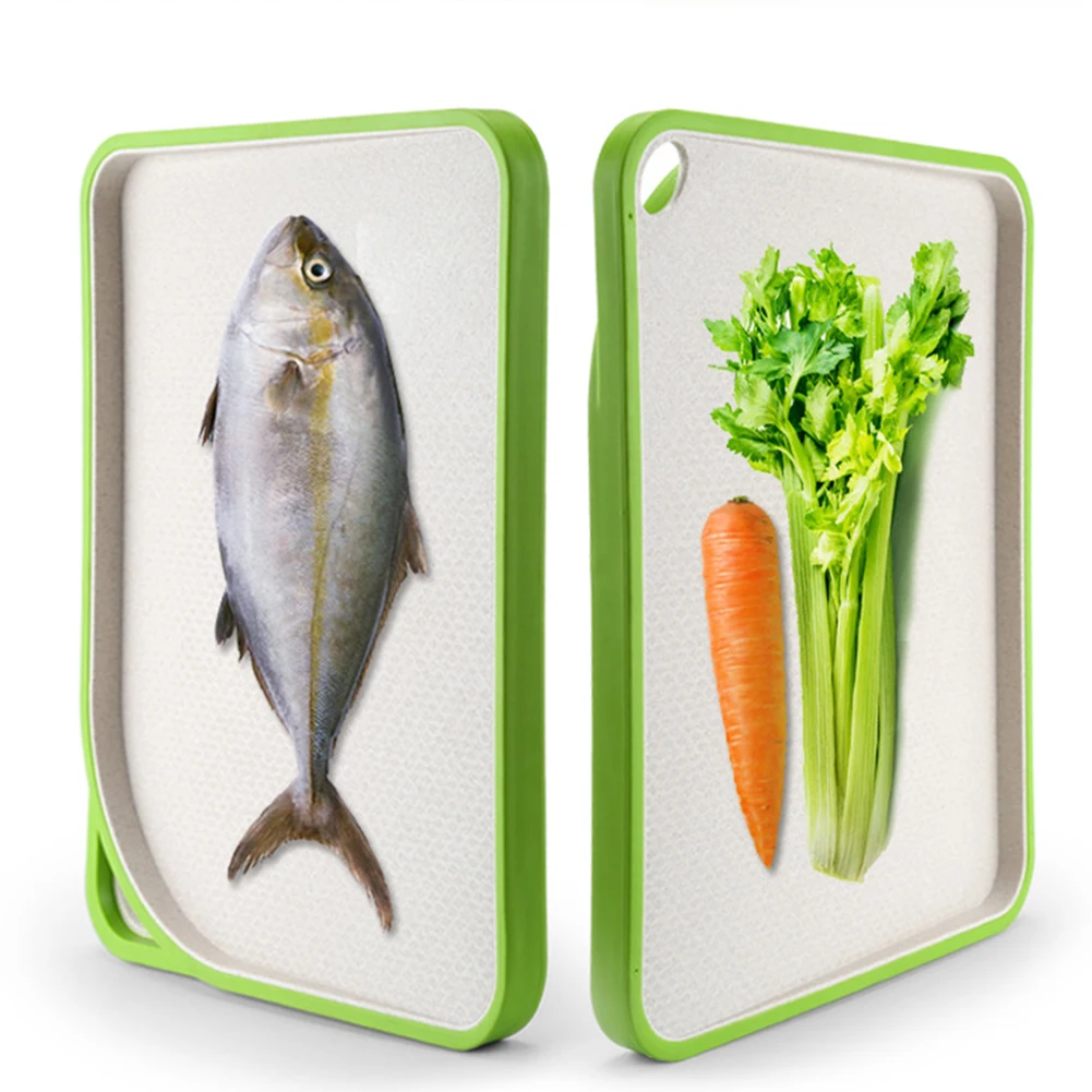 Hot Wheat Straw Cutting Board Rectangle Non-slip Easy Washing Chopping Block With Anti-spill Water Baffle Hanging Cutting Block