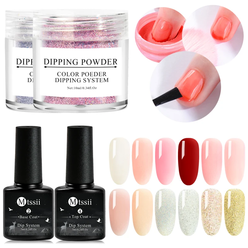 

Mtssii Nail Art Dipping Powder With Dip Base Activator 5 pcs/set Dipping System Nail Kit Gel Nail Color Natural Dry Without Lamp
