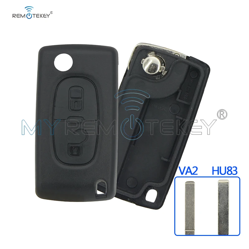 Remtekey CE0536  2 Button Remote Flip Car Key Shell Fob Case HU83 or VA2 For Peugeot 207 307 308