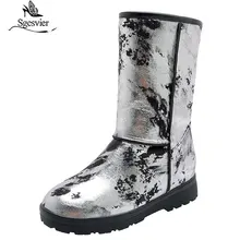 Sgesvier/ г. Новые зимние сапоги женская зимняя обувь теплая обувь с круглым носком на толстом меху удобные женские ботильоны, размер 50 G820