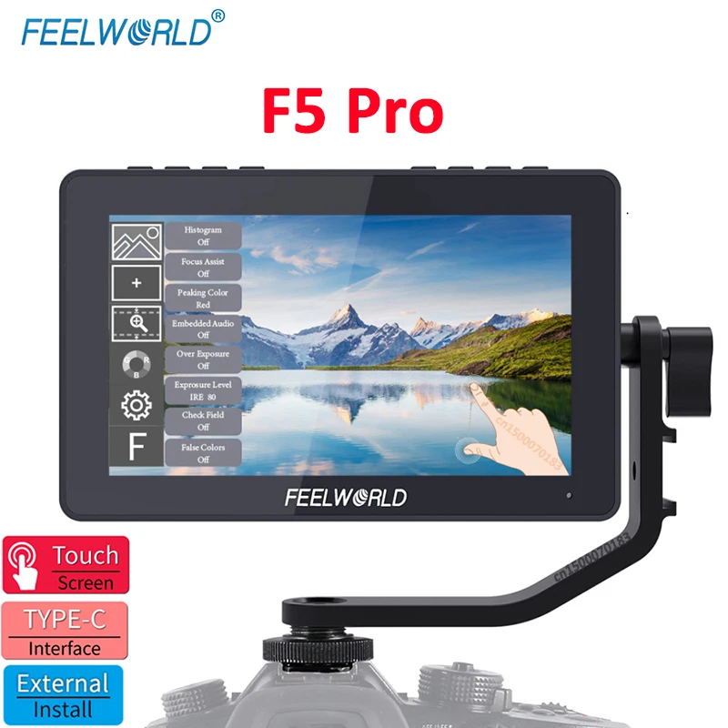 FEELWORLD F5 Pro 4K Monitor 5.5 Inch DSLR Camera Field Dslr Monitor Touch Screen IPS FHD 1920x1080 HDMI Video TYPE C