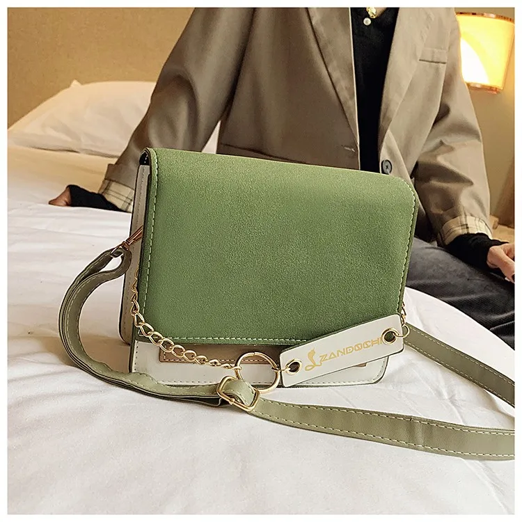 Litthing Scrub Leather Contrast Color Crossbody Bags For Women Mini Shoulder Messenger Bag Female Travel Chain Handbags