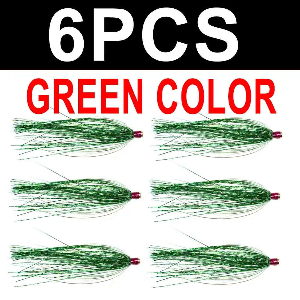 Green 6pcs Wifreo 6 шт./партия 3,3" Прорезыватель трубки для приманок слайдер Прорезыватель Летающая мишура юбка Прорезыватель Морская Рыбалка приманки мухи - Цвет: Green 6pcs