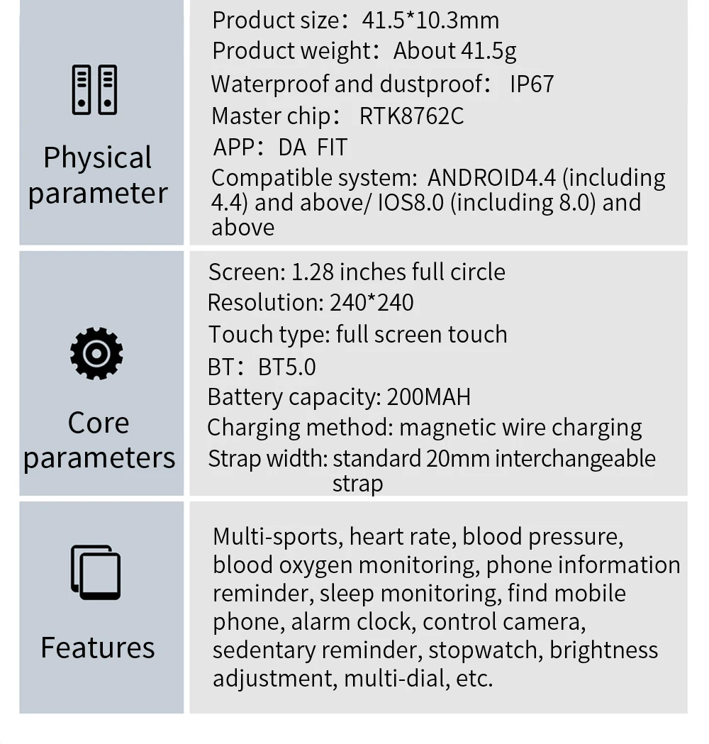 New V23 Smart Watch Women Men Full Screen Touch IP67 Waterproof Heart Rate Blood Monitor for iOS Android Sport Smartwatch