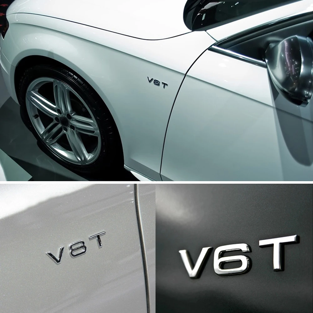 

Chrome Car Side Fender Sticker For Audi A6 C6 A3 A4 B8 A8 A8L TT RS Q5 Q7 V6T V8T V10 Emblem Sticker Auto Tuning Accessories