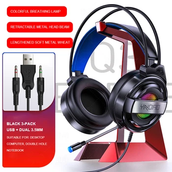 

Colourful Light Gaming Headsets Gamer Headphones Surround Sound Stereo Wired Earphones USB Microphone For PC Laptop Game