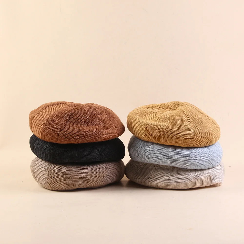 

Beret Summer Japanese-style Thin Flax bei lei mao Children Spring And Autumn England Retro Octagonal Cap Versatile Painter Cap