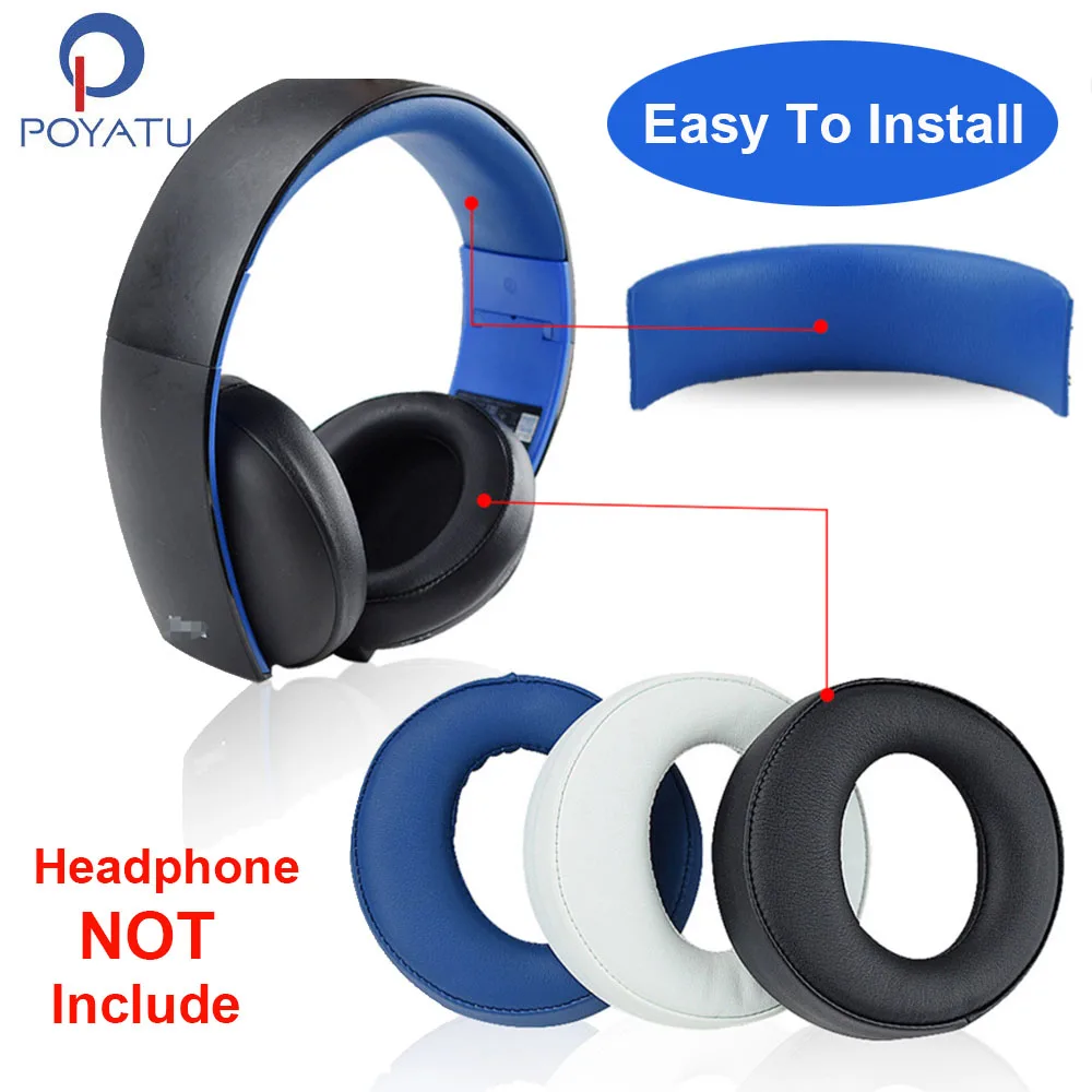 POYATU CECHYA-0083 Ear Pads Headphone Eapads For SONY Gold Wireless PS3 PS4 7.1 Virtual Surround Headset Ear Pads Earmuff  Cover