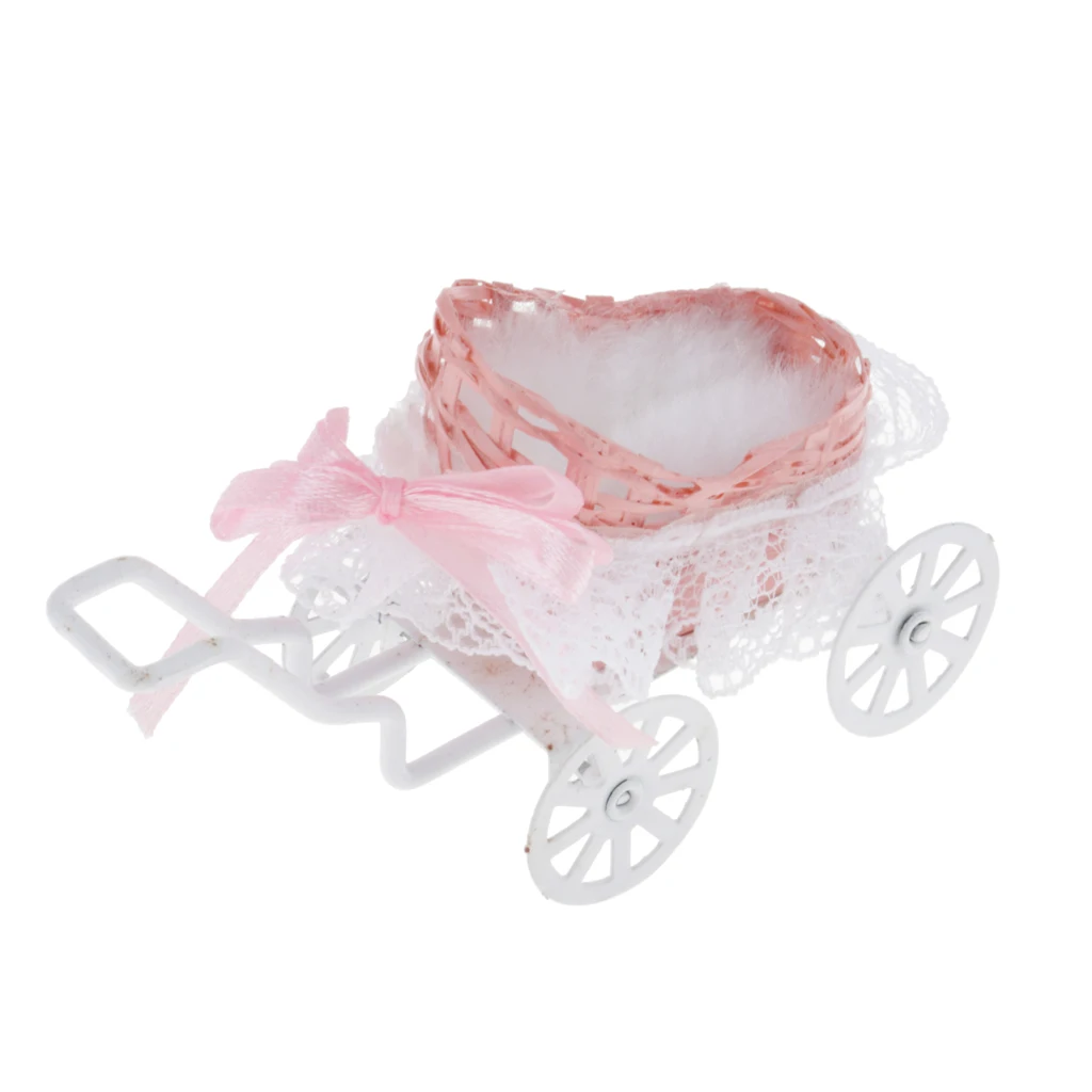 1:12 Dollhouse Miniature Baby Doll Cart Stroller With Lace Room Accessory