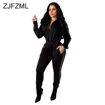 

Leopard Spliced Sexy Two Piece Set Tracksuit Women V Neck Long Sleeve Crop Coat and Zipper Wide Leg Pants Plus Size Causal Set