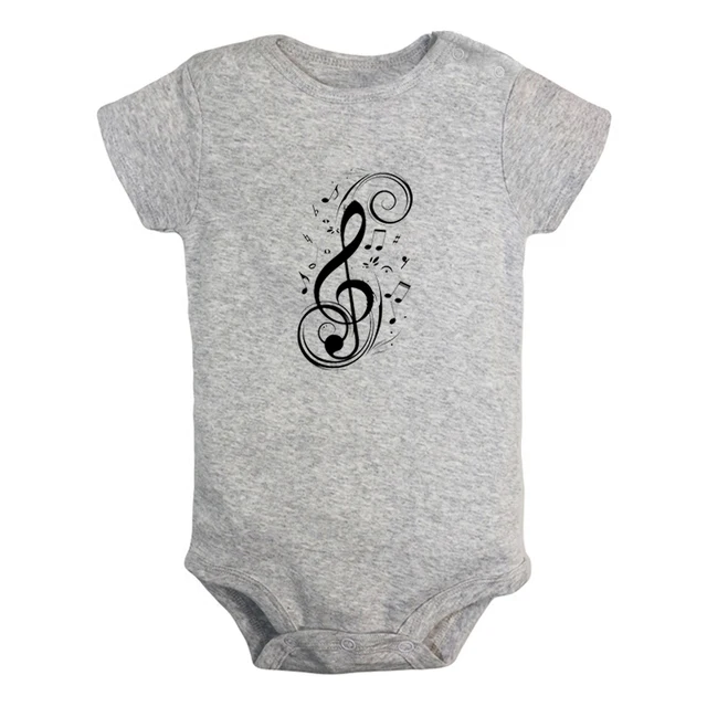 Retro Art Music Notation Treble Clef Violin Design Newborn Baby Boys Girls Outfits Jumpsuit Printing Infant Bodysuit Clothes