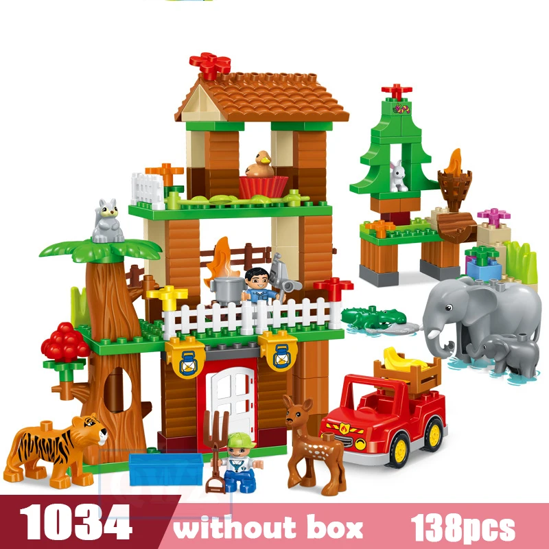 GOROCK Jungle Animal Building Blocks DIY Enlighten Boy Figure Large Size Bricks Baby Gift Compatible With Duploe Kids Toys - Color: XMJ-1034-N