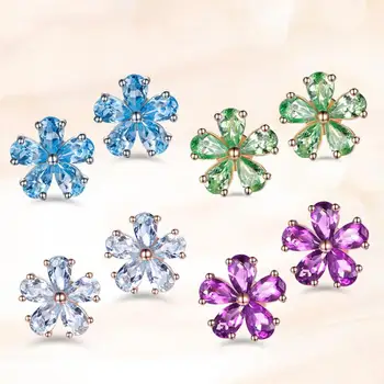 

Luxury Rose Gold Color Flower Stud Earrings for Women Sparking Crystal Zircon Elegant Stud Ear Earrings Exquisite Jewelry