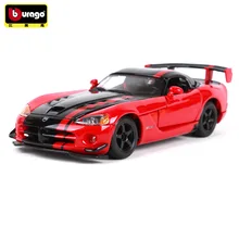 Модель автомобиля Bburago 1:24 Dodge Viper, Модель гоночного автомобиля, модель автомобиля из сплава, коллекция украшений, Подарочная игрушка