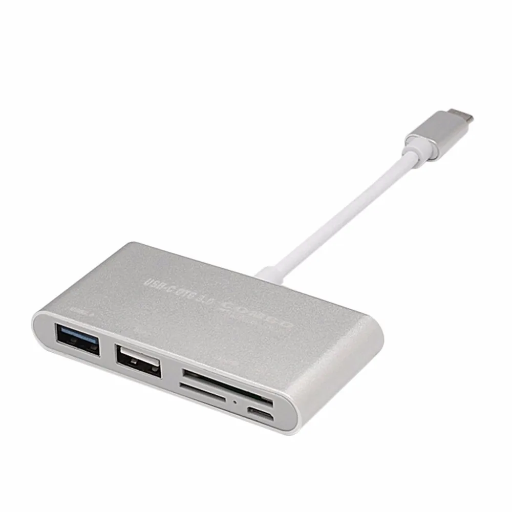 Интерфейс type-C кард-ридер Поддержка USB 3,0 хаб безопасность цифровая карта памяти TF кард-ридер Алюминиевый сплав Многофункциональный