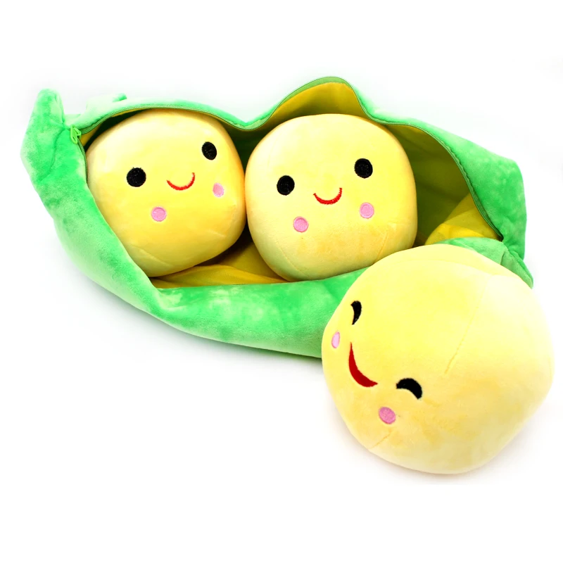 Cute Plush Toys Pods Pea Shape Soft Stuffed Dolls 3 Bean Belt Cloth Bag Creative Plush Toy Plant Doll Pillow For Childrens Gift