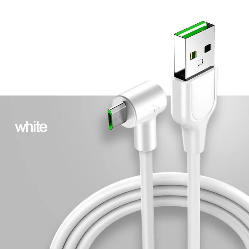 1 м 2 м 90 градусов 3 А микро USB кабель синхронизации данных зарядное устройство шнур для samsung S6 a8 a7 A6 A5 A9 C5 C7 Xiaomi Redmi Android мобильный телефон - Цвет: Белый