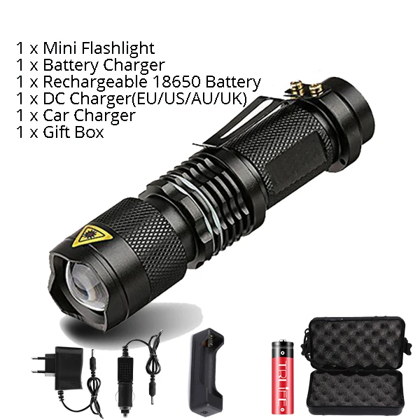 Package E Светодиодный фонарик Penlight L2 T6 светодиодный фонарь 8000лм Zoom 5 режимов водонепроницаемый тактический фонарь использование батареи 18650 - Испускаемый цвет: Package E