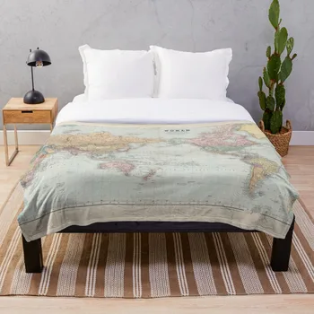 

Vintage Map of The World 1904 Throw Blanket Soft Sherpa Blanket Bed Sheet Single Knee Blanket Office Nap Blanket