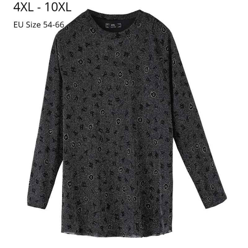 Размера плюс 10XL 8XL 6XL 4XL Российские размеры 66 62 58 54 Осенняя футболка с длинным